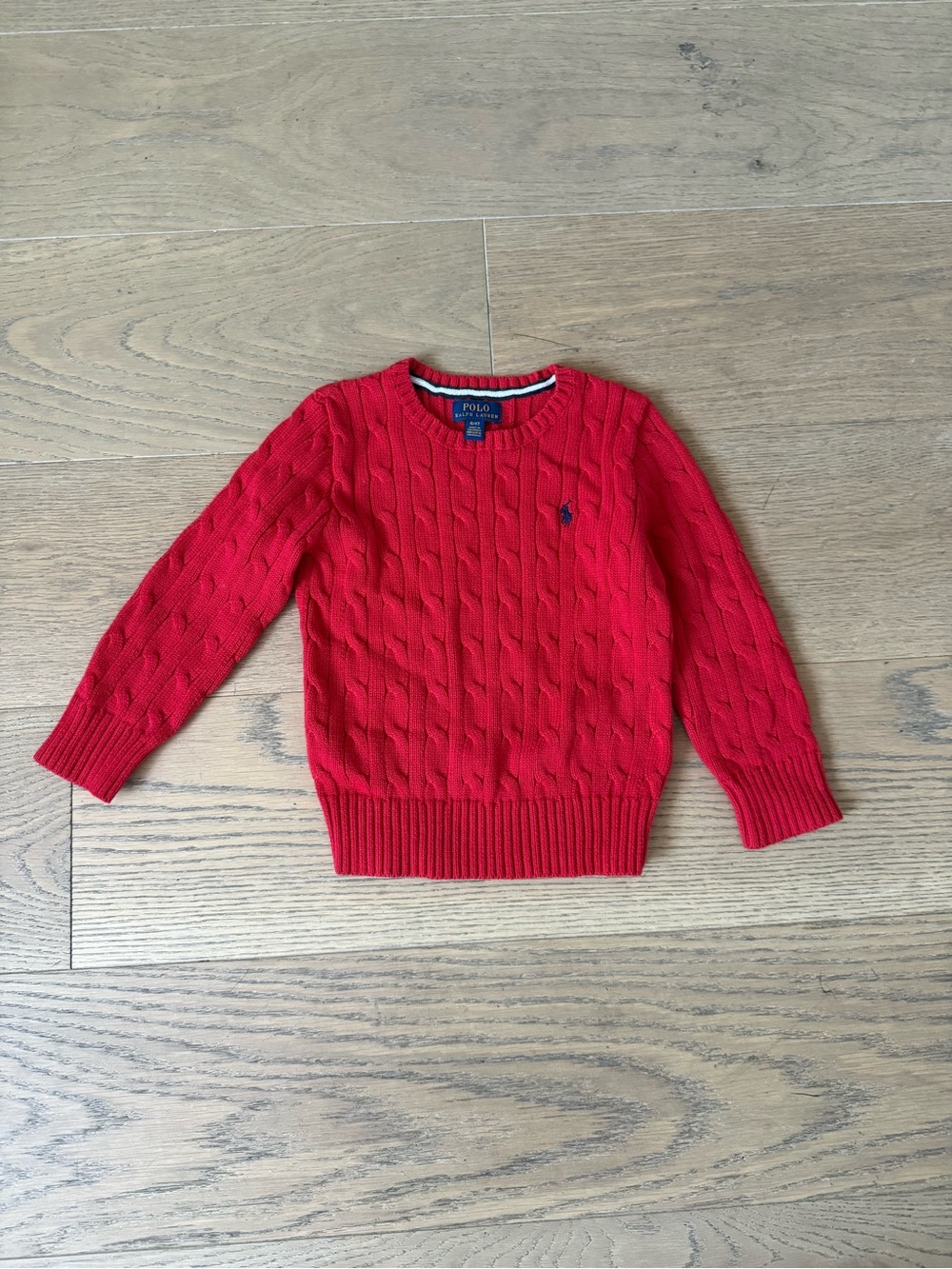Polo by Ralph Lauren Bright Red Cable Knit Crewneck Sweater